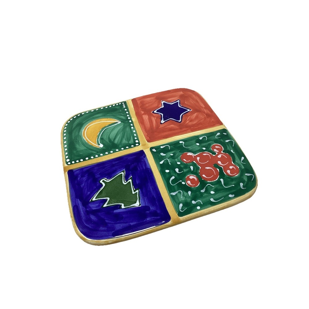 Mesa International Christmas Ceramic Square 7" Trivet Pot Holder Handpainted